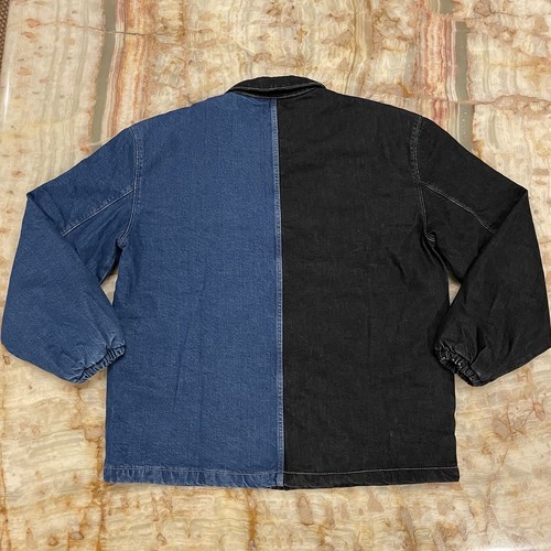 Nwt Mens TOMMY HILFIGER Jeans Split Wash Blue / Black Denim Coach Jacket Sz: L