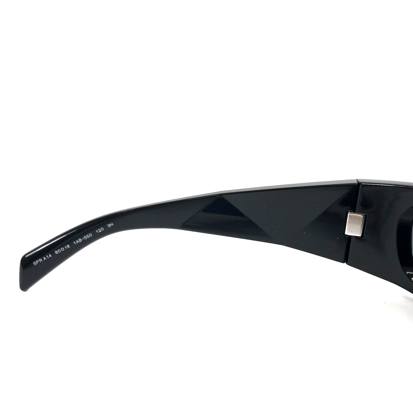 Pre-owned Prada Sunglasses Spra14 1ab-5s0 Polished Black Wrap With Black Lenses 60-18-120