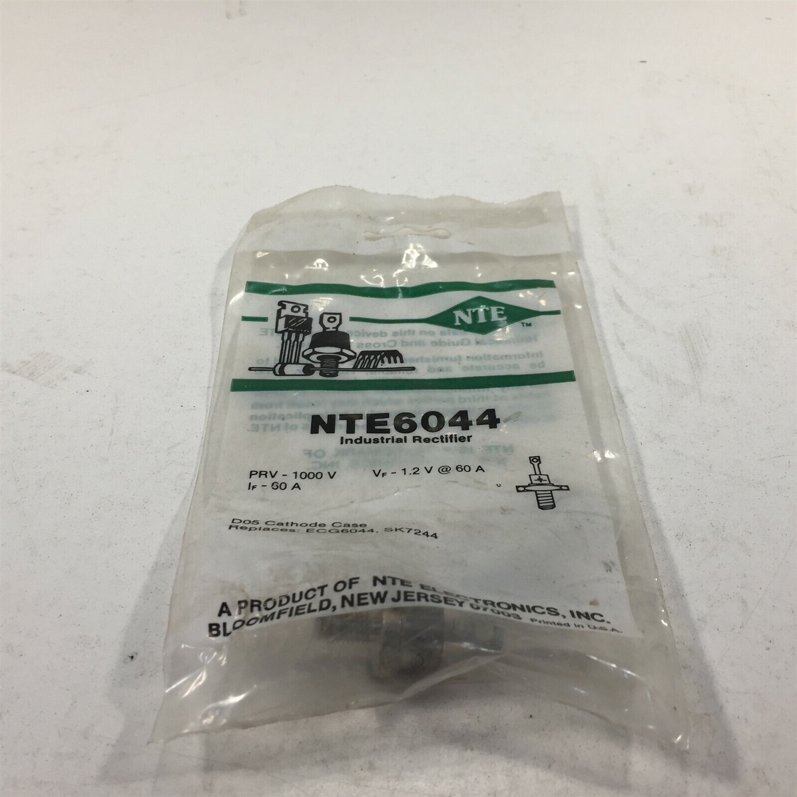 (2) NTE NTE6044 Industrial Silicon Rectifier, 60 Amp D05 - Lot of 2