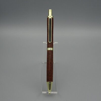 SLIMLINE CLICK PEN with LEOPARDWOOD BARREL and 24k GOLD TRIM