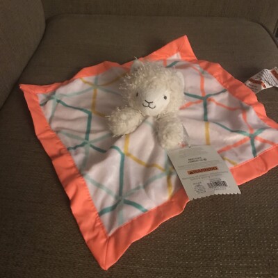 Cloud Island Llama Lamb Plush Security Blanket Neon Orange Target Lovey Toy NWT