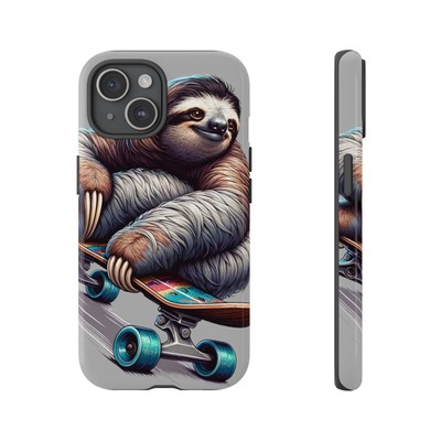 Skateboarding Sloth Tough Phone Cases iPhone 15, 14, 13 & Galaxy S24, S23, S22
