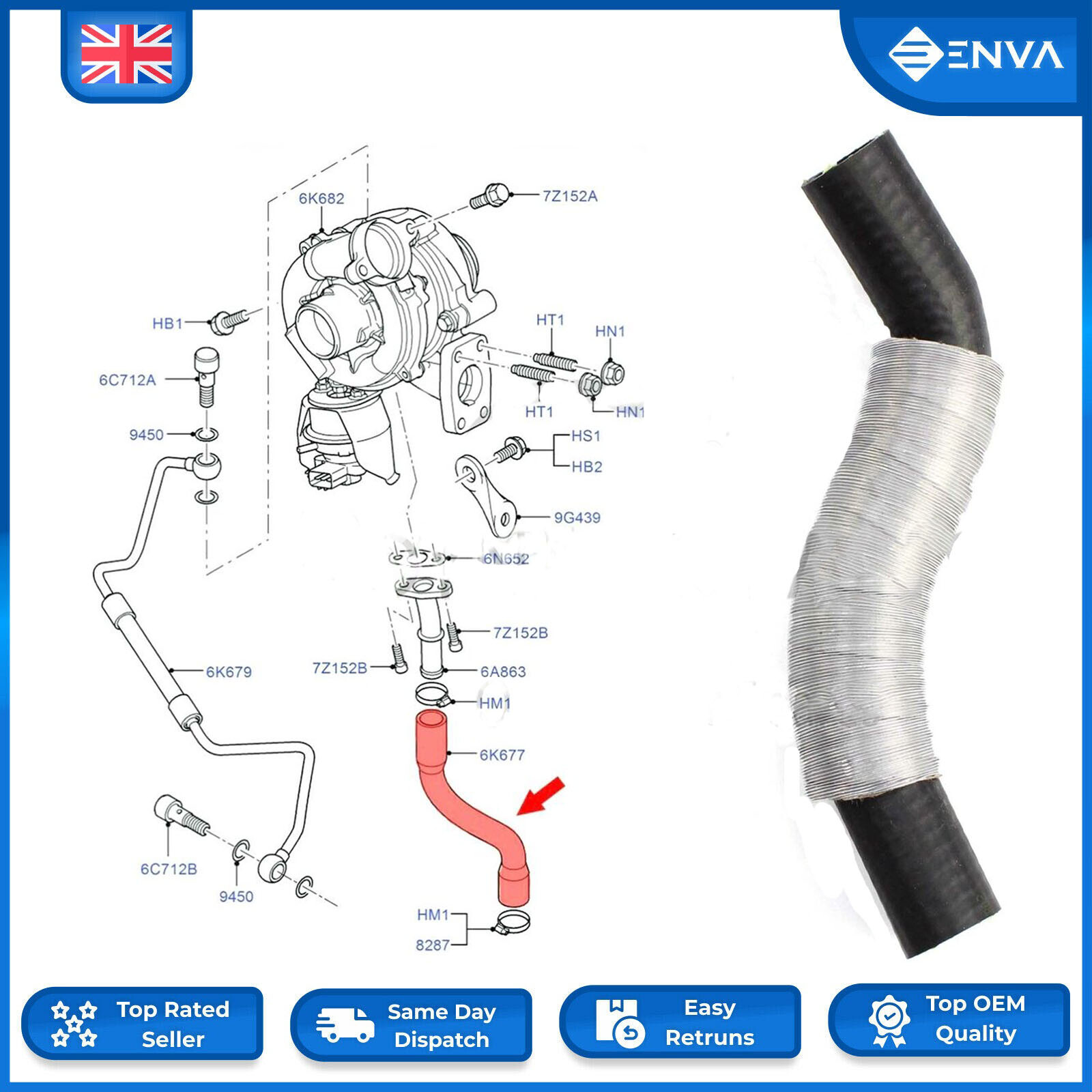 Tuyau de retour d'huile de turbocompresseur Pour Ford Focus Mk2 C-Max 1.6 TDCI