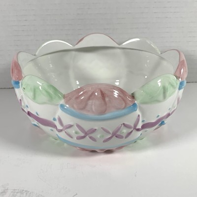 Easter Egg Planter Figurine Porcelain Pastel Colors Holiday Decorative 6.5x5 