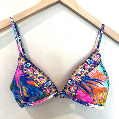 CAMILLA Bikini Top Flamenco Flamingo Tri Bra Size XS Bright Neon Colors