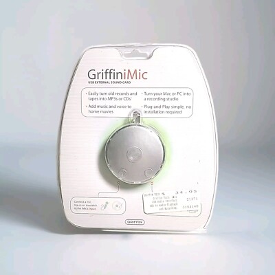 New Griffin iMic 2004 USB External Sound Card MAC or PC GriffiniMic T3041LL A