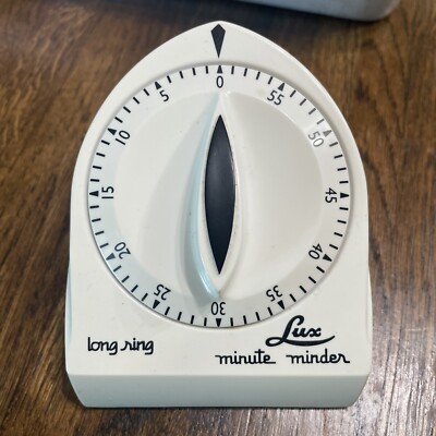 Vintage Lux Minute Minder Kitchen Timer Long Ring White
