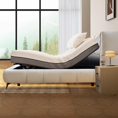 Queen Size Adjustable Bed Frame with Incline, Wireless Remote, Black