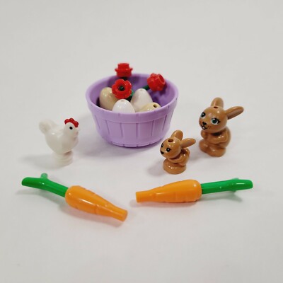 NEW LEGO Bunny Rabbit Brown Minifigure Carrots Spring Flowers Easter Basket Eggs