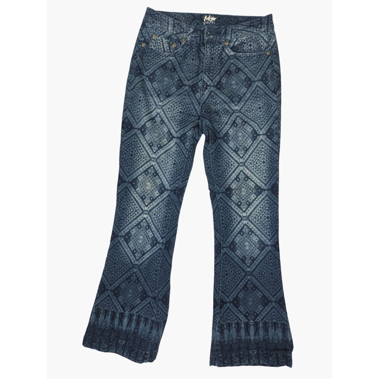 Tokyo Darling Womens High Waisted Wide Flare Diamond