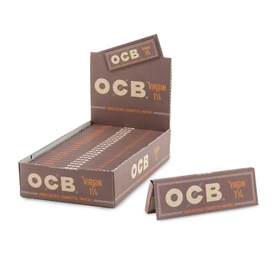 OCB Virgin 1 1/4 Rolling Papers 1.25 Unbleached (Full Box of 24 Booklets)