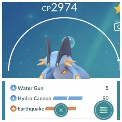 Swampert L45 Legacy Hydro Cannon Pokemon Trade, 2 Charge, Pokémon Go Pvp Master