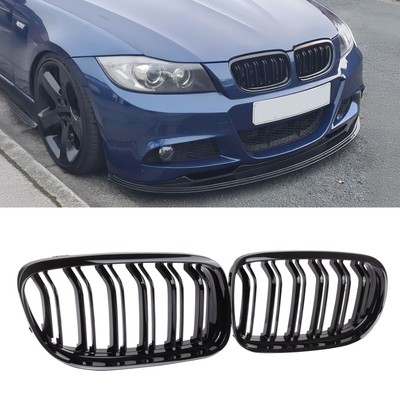 1 Pair For BMW E90 E91 2009-2011 325i 328i 335i Gloss Black Kidney Grill Grille