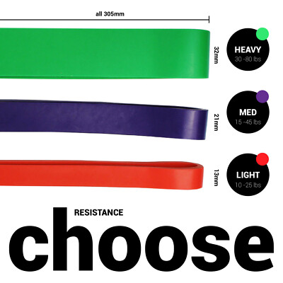 Set of 3 Exercise Yoga Power Gym Fitness Workout Heavy Duty Resistance Band Loop