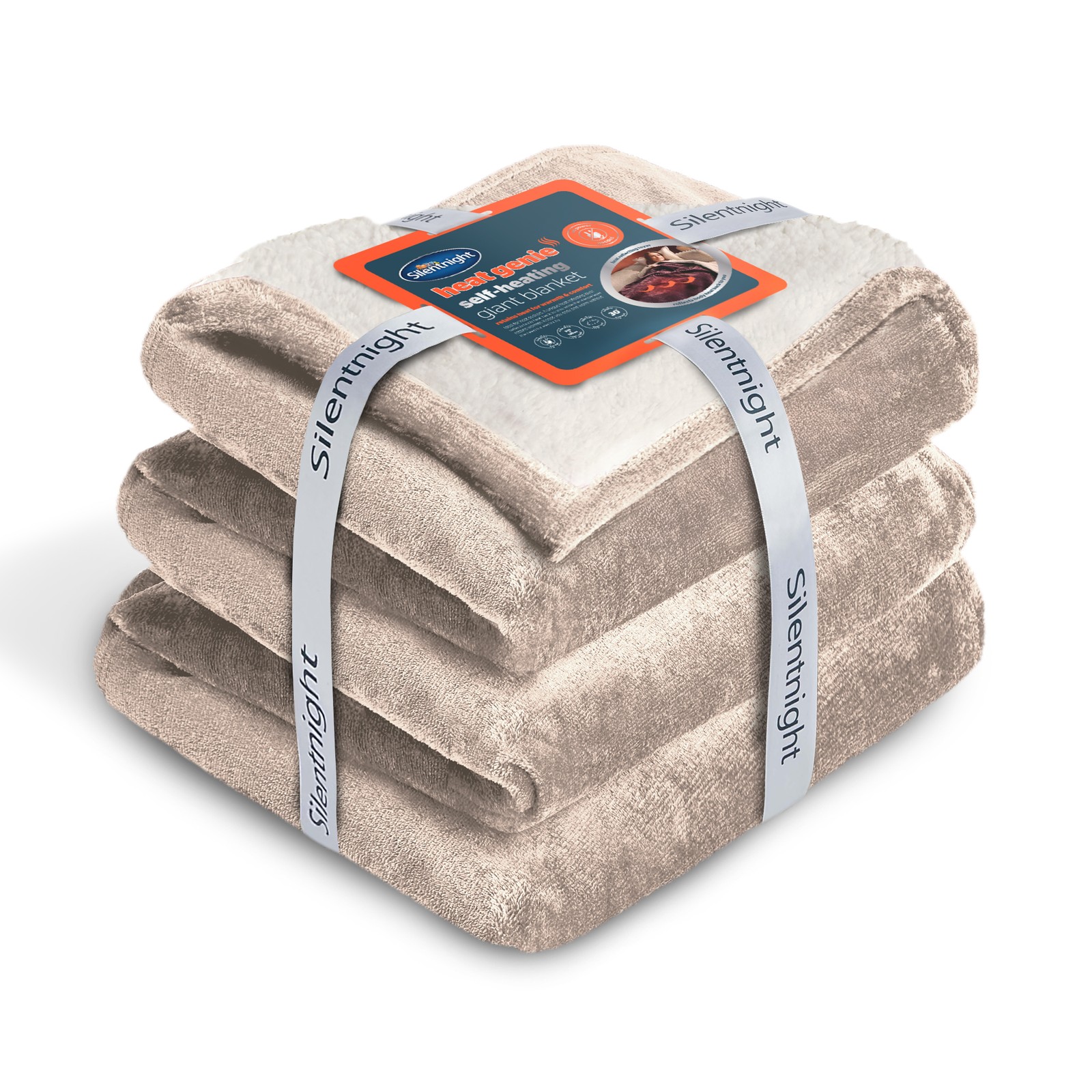 Silentnight Heat Genie Self-Heating Giant Blanket Cosy Sherpa Fleece 180 x 240cm - Picture 20 of 24