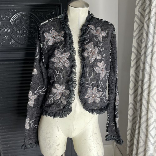 Sandy Starkman Embroidered Floral Sequin Lace vintage shabby