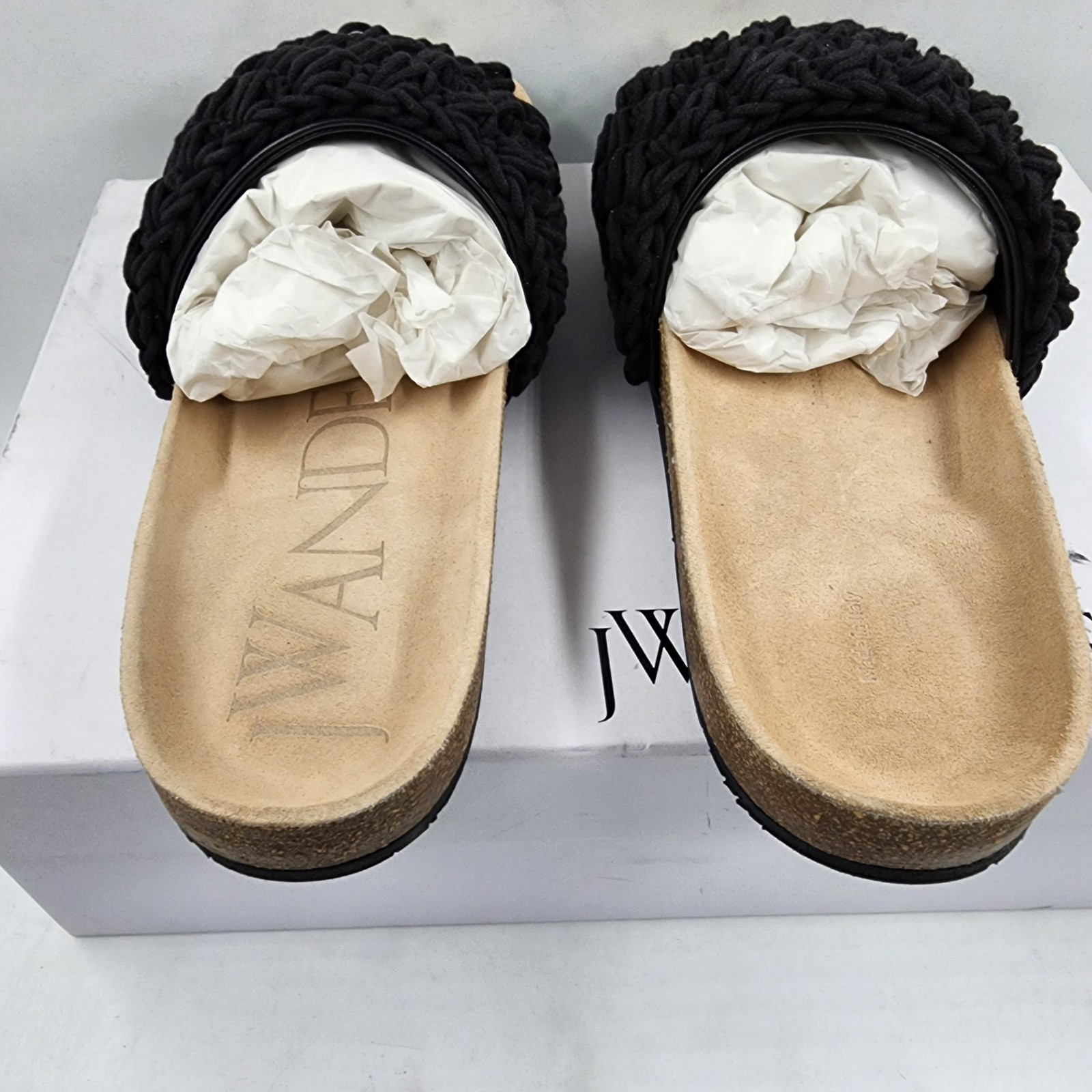 JW Anderson Popcorn Crochet Slip On Slide Sandals Men's 43/10US Black Open Toe - Picture 6 of 19