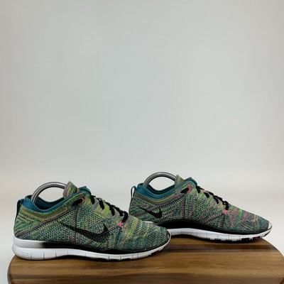 Womens Nike Free TR 5.0 Flyknit Green Athletic Training Shoes Sneakers Size 8