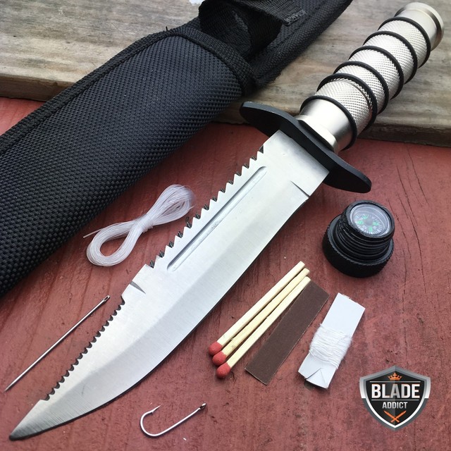 8" Tactical Fishing Hunting Survival Kit Knife W Sheath Bowie ...