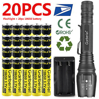 Dual Charger 4pc 18650 Li-ion Battery Rechargeable Batteries T6 LED Flashlight
