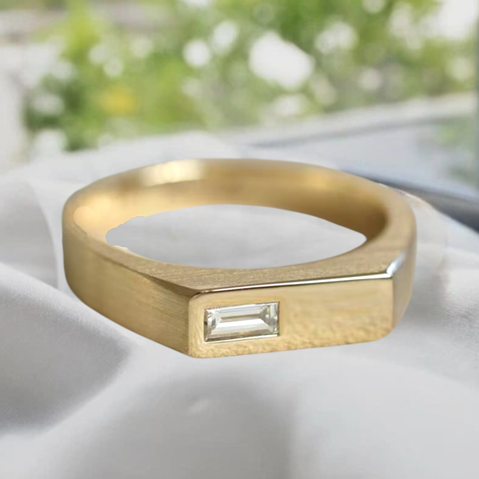 18k Yellow Gold Emerald Cut Lab Created Diamond Men's Stylish Band Ring 0.30 Ct
