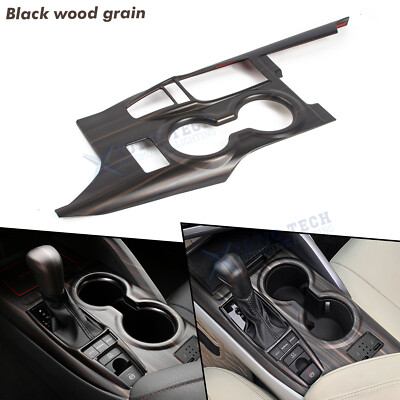 Black Wood Style Gear Shift Cup Holder Panel Trim For Toyota Camry XLE/XSE 2018+