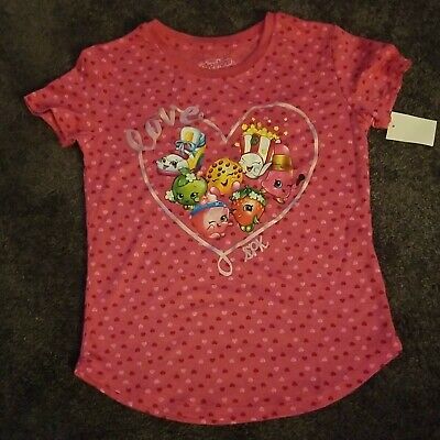 NWT Valentine's Day Shopkins Love Hearts Pink Girls Top Shirt T-Shirt 7 8 medium