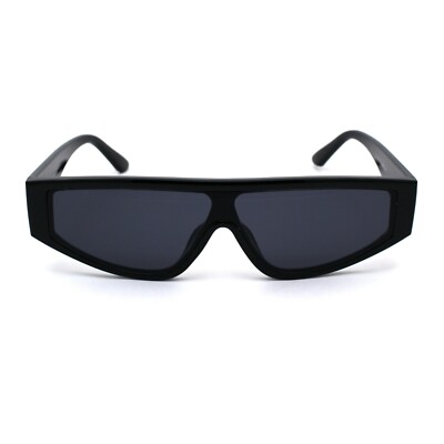80s Retro Flat Top Funky Narrow Shield Plastic Sunglasses
