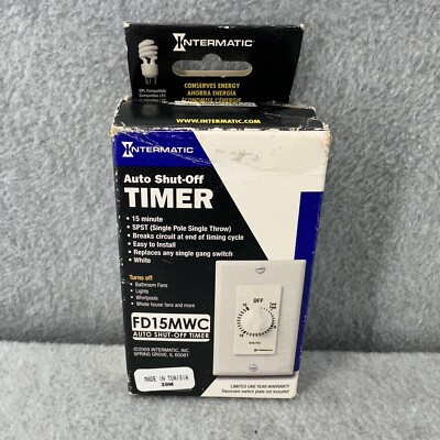 Intermatic FD15MWC Auto Shut-off Timer 15 Minute Easy to Install