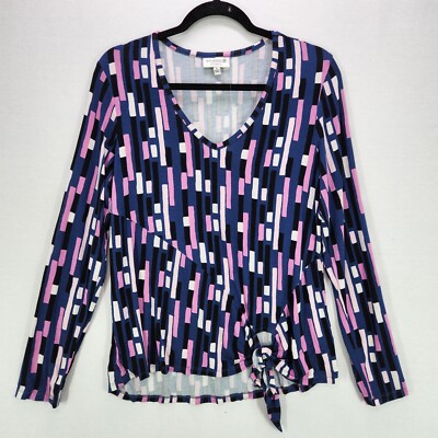 Studio B Pullover Shirt Long Sleeve Medium Blue Tie Knot