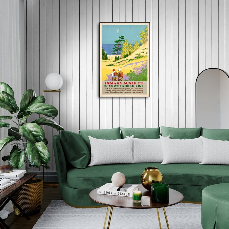 1929 Visit Indiana Dunes - Vintage Travel Poster Art Print - 16x24