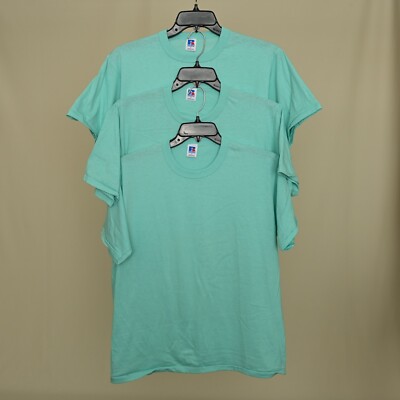 Vintage Russell Athletic Green Short Sleeve T-Shirts Size L (Marked S) Lot of 3