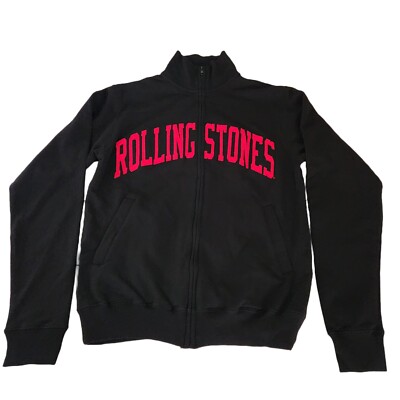 Rolling Stones Embroidered Logo Men's XS Black Full Zip Jacket Mock Neck Pockets