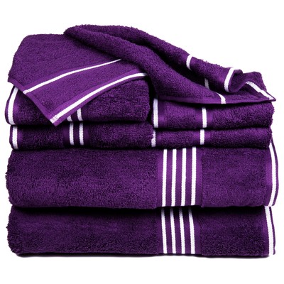 Rio 100% Cotton Towel Set - Eggplant, Medium, 8 Piece