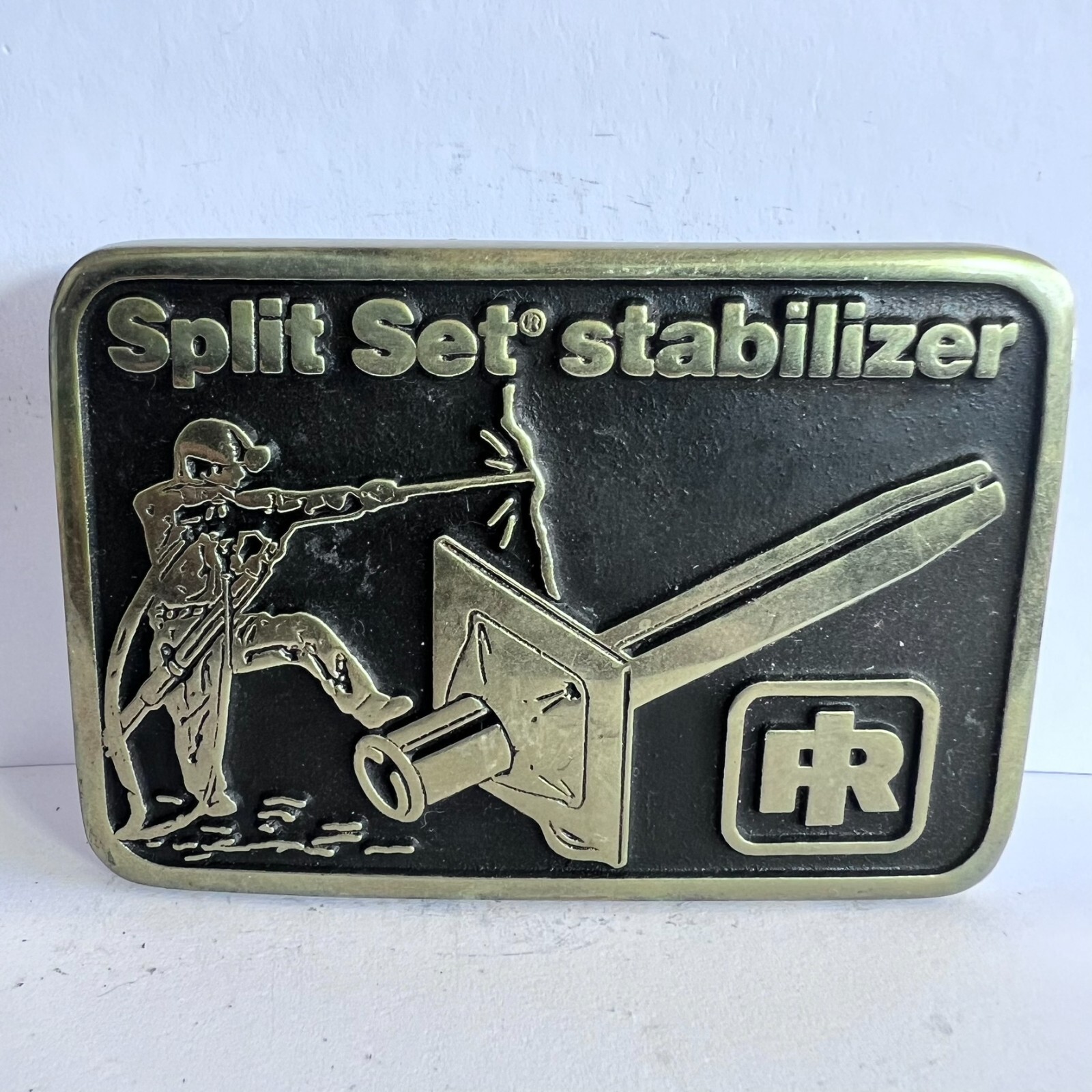 Vintage Brass Belt Buckle Ingersol-Rand Split Set Stabilizer
