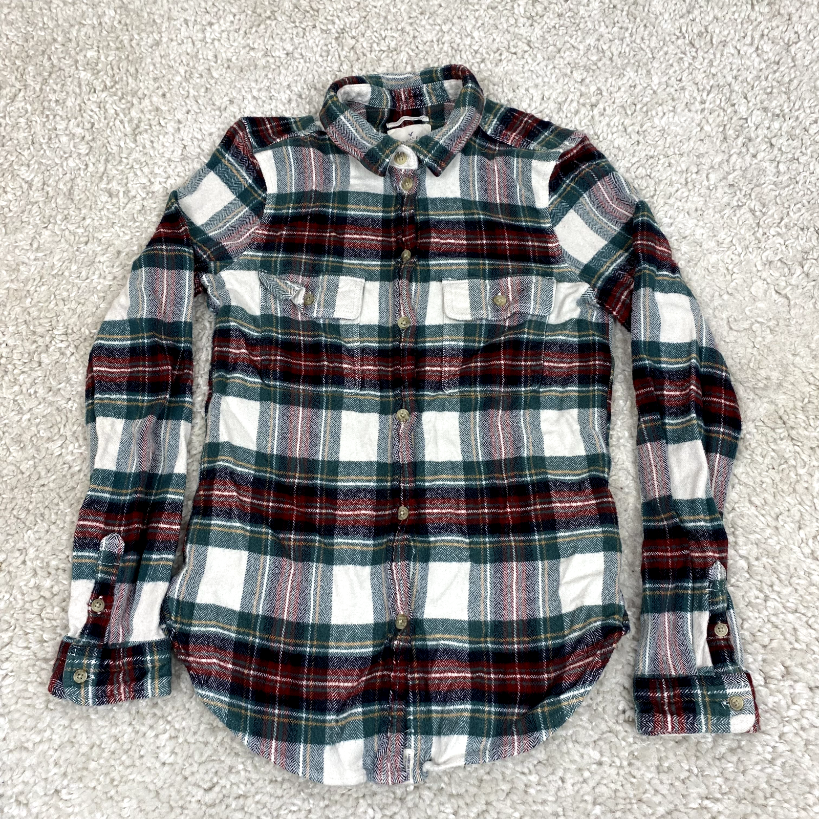 American Eagle Mens Amazingly Soft Plaid Long Sleeve Flannel Size Small