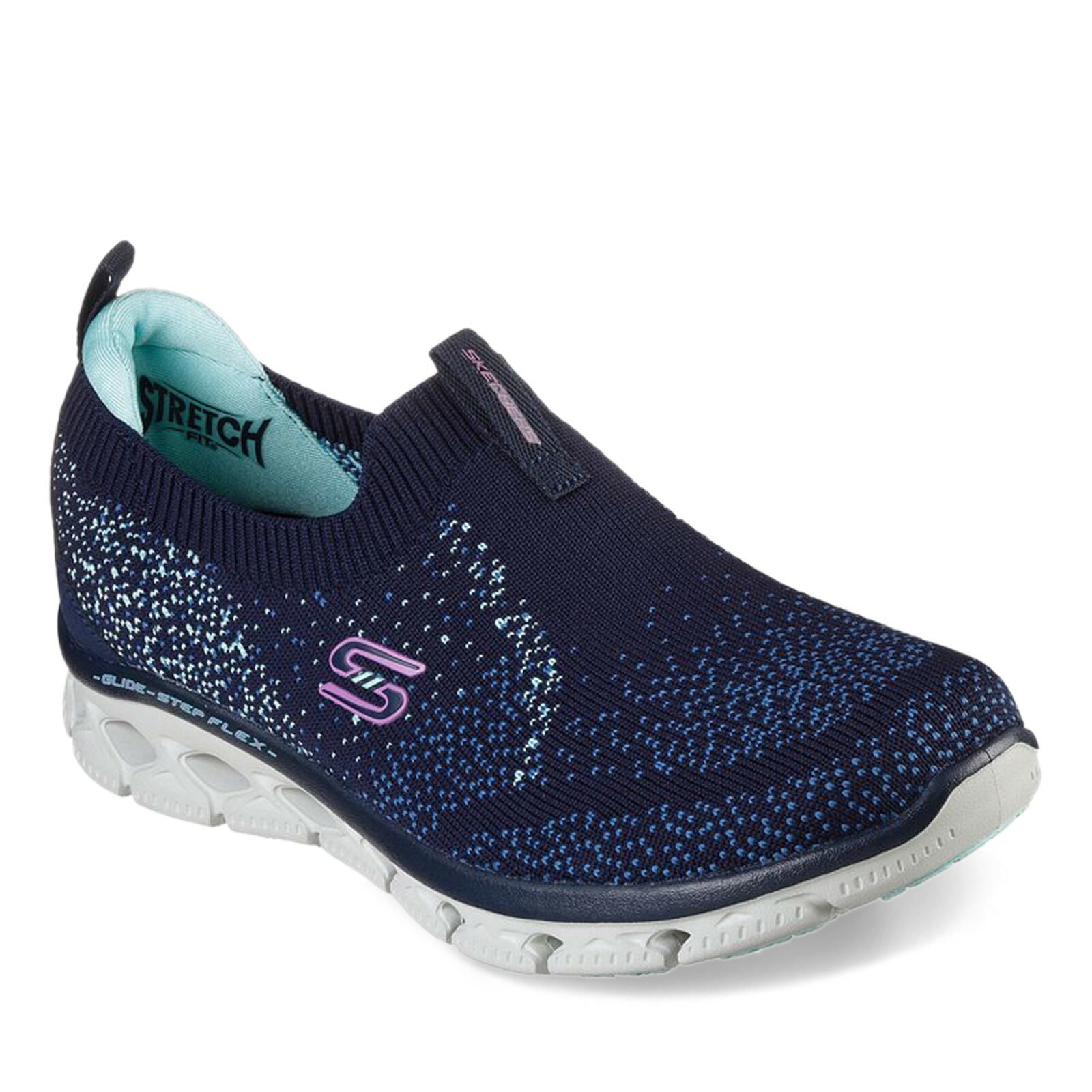 

Женские туфли Skechers GLIDE-STEP FLEX темно-синие/бирюзовые 104305/NVTQ, допускающие машинную стирку, Navy / turquoise, Skechers GLIDE-STEP FLEX