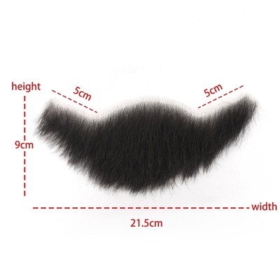 Afro Curly Men's Fake Beard Human Hair Face Beard Reusable Makeup Mustache