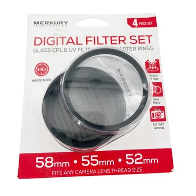 New Merkury Innovations Digital Filter Set- 4 Piece Set Glass CPL & UV Filter
