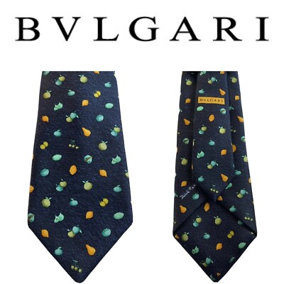 Men s Bvlgari Fruit Vegetable DAVID PIZZIGONI Tie Made in Italy 100% SILK