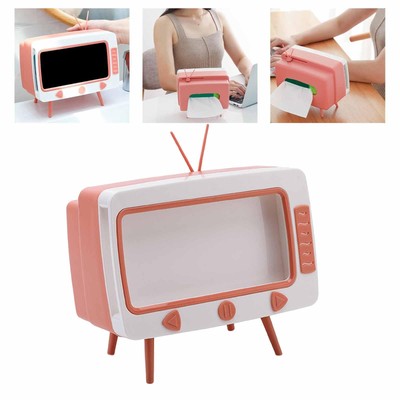 Creative Multifunctional TV Tissue Box Desktop Phone Stand Holder Storage