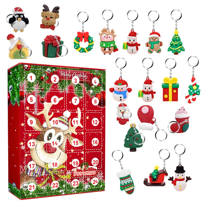Christmas Countdown Advent Calendar Resin Pendant Keychain Surprise Gift Box