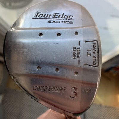Tour Edge t-i cup face steel head 3 wood. hzrdus red stiff 62 gram shaft.