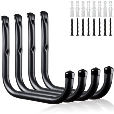 KURUI Ladder Hooks for Garage Wall, 4 Pack Large Garage Storage Hanger for Bi...