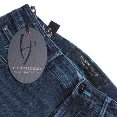 Handpicked NWT 5 Pocket Jeans Size 32 US In Solid Blue Cotton Blend