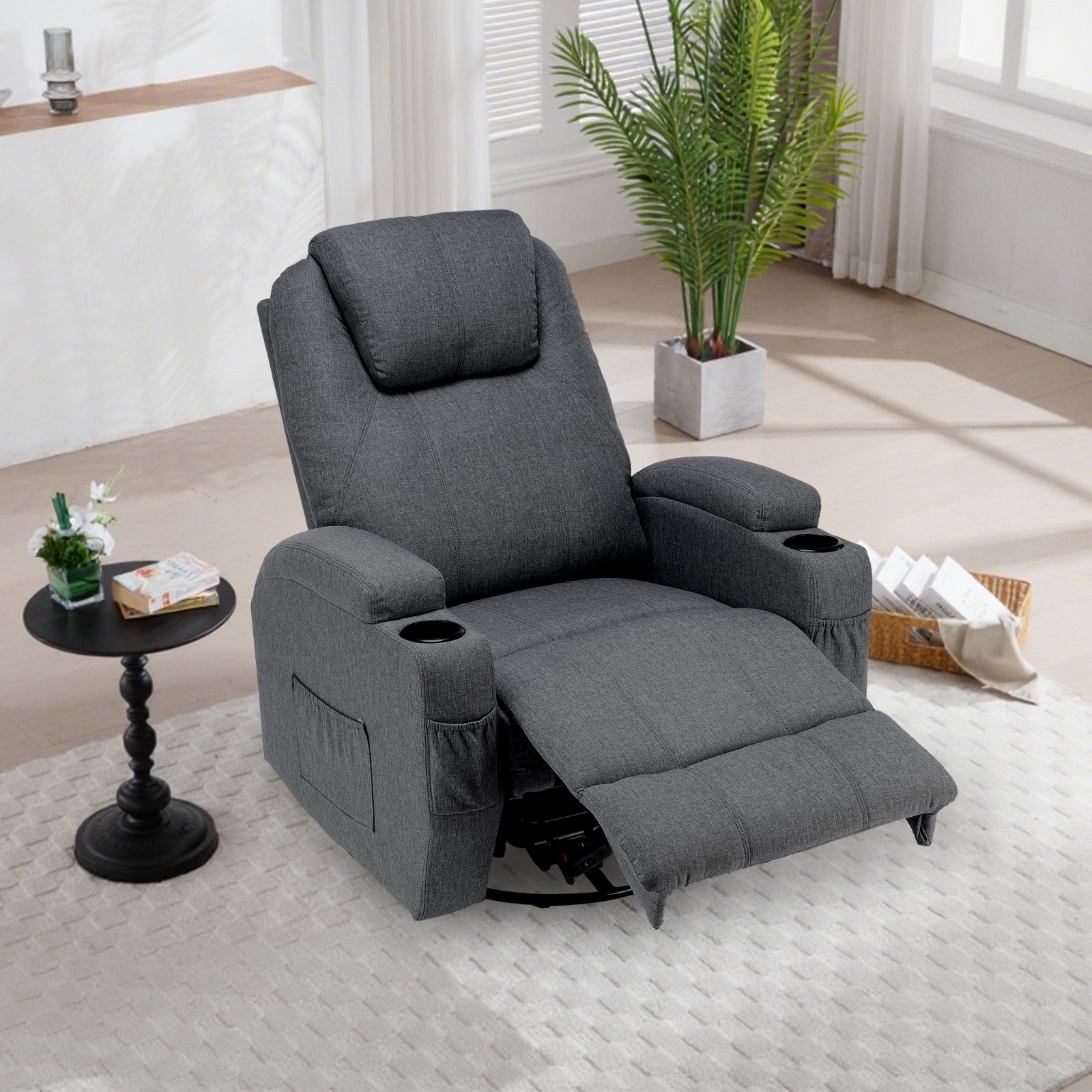Massagesessel Elektrisch Relaxsessel Fernsehsessel Liegefunktion Grau
