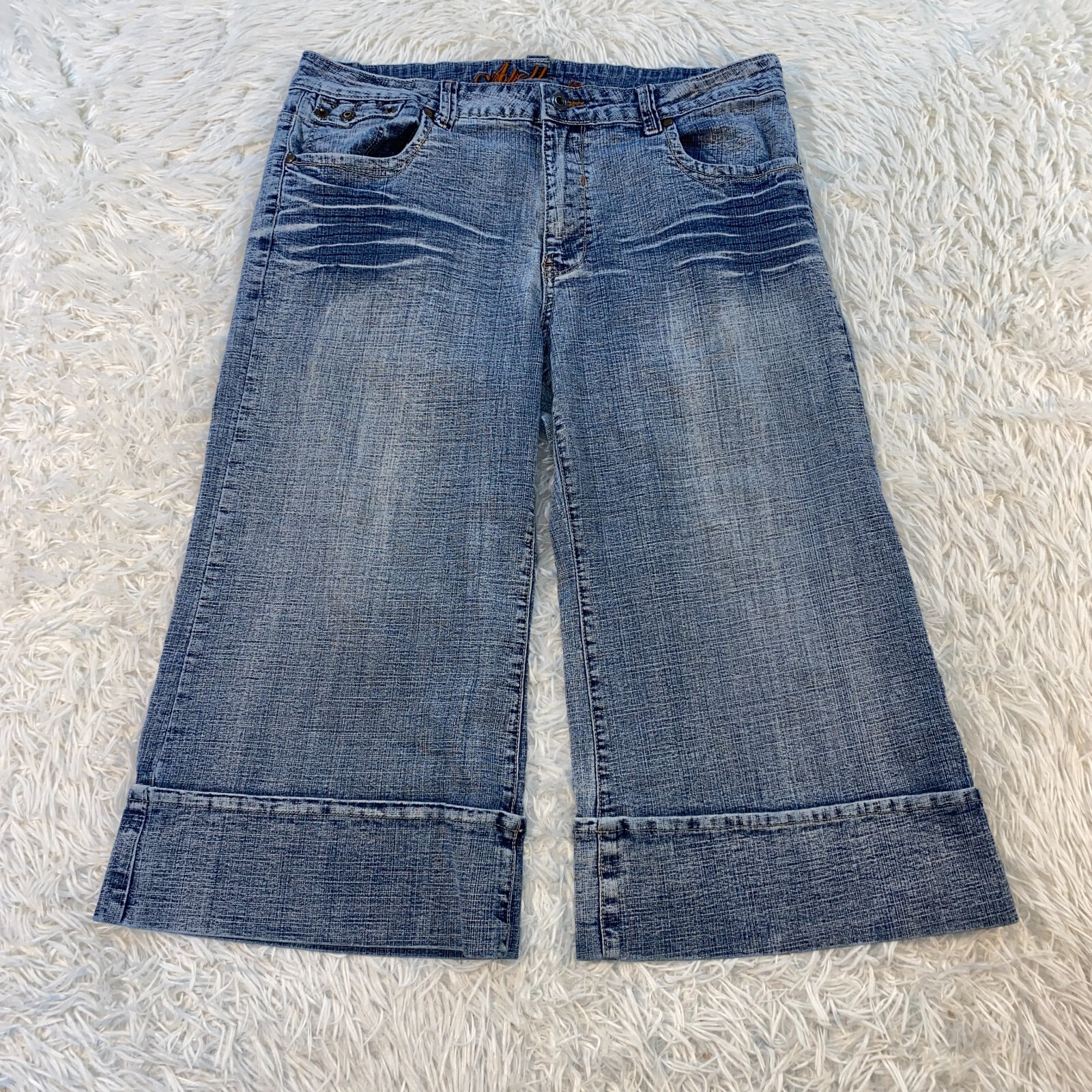 High Rise Wide Leg Blue Jean Capris Size 17/18