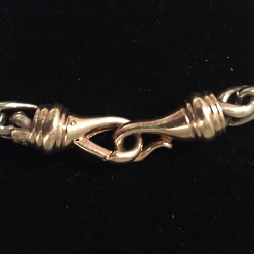 David Yurman 8mm Wheat Chain Sterling Silver 14k Gold Buckle Necklace 16”