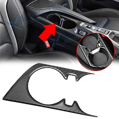 Real Carbon Fiber Water Cup Holder Cover Trim Sticker For Chevy Camaro 2016-2024