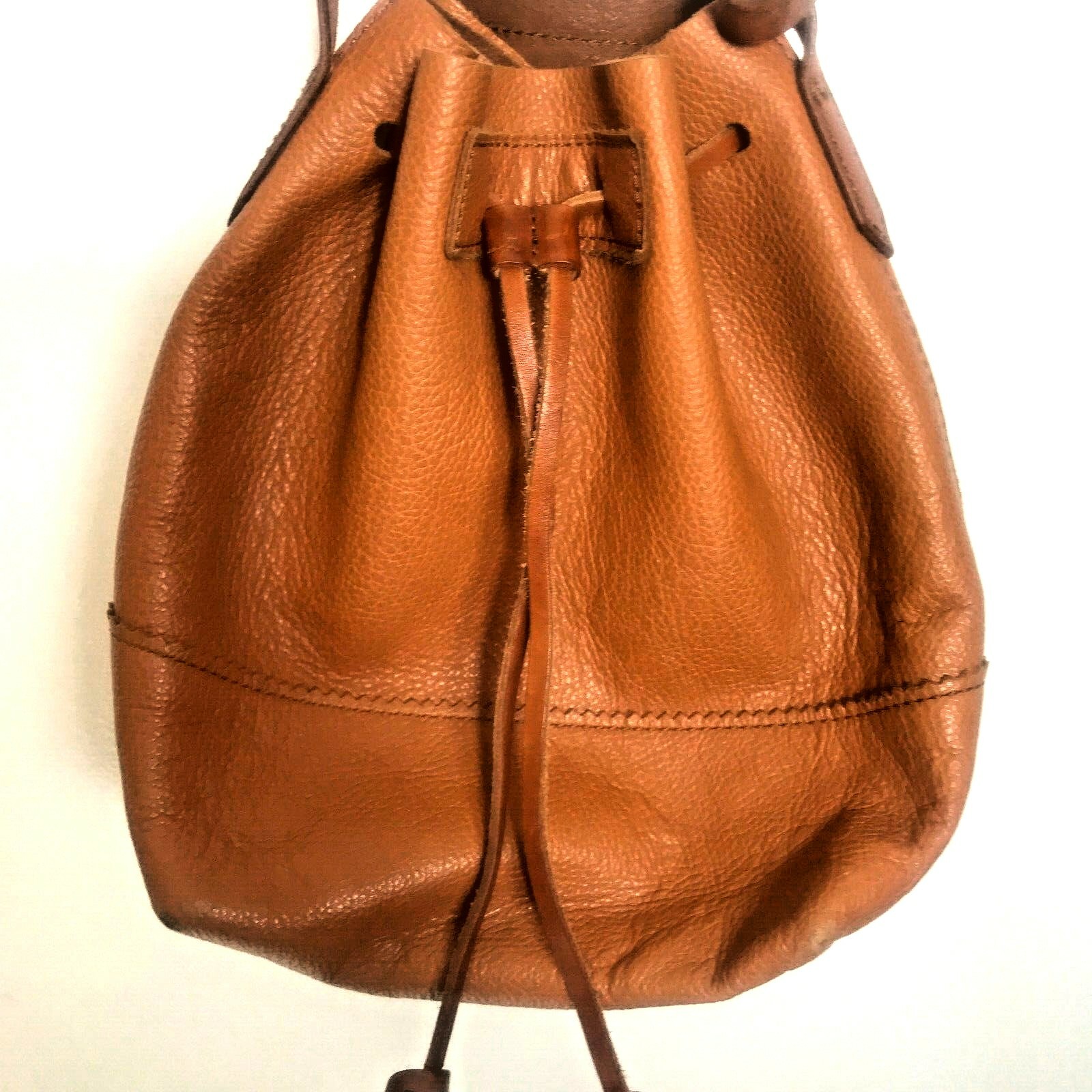 J.Crew Drawstring Bucket Bag In Camel Leather HOBO Bag